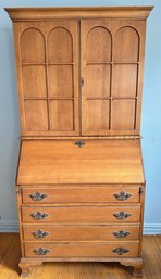 Vintage Maple Drop Front Secretary With Interior Drawers