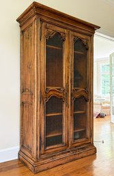 A Large Vintage French Provincial Pine Cabinet With Wire Paneled Doors Heritage 'Grand Tour,' By Drexel