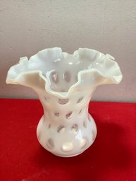 Milk Glass Ribbon Vase