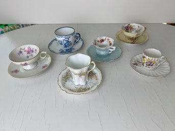 Set Of Six Vintage-to-Antique Demitasse Cups & Saucers