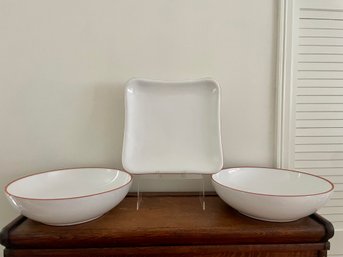 Dansk Glazed Terra Cotta Pasta Bowls & Square Platter, Made In Portugal