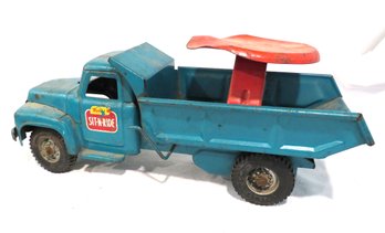 Vintage Buddy L Sit N Ride Blue And Red Dump Truck