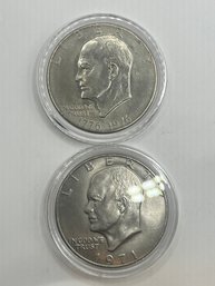 2 Eisenhower Dollars 1971, 1976