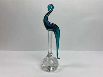 Art Glass Bird On Round Bubbled Base