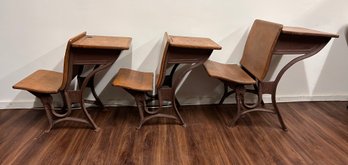 Group Of (3) Antique Childrens Flip Top School Desks