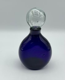 Vintage Cobalt Blue Perfume Bottle W/clear Glass Stopper
