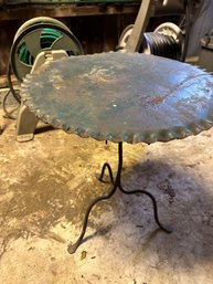 Vintage All Metal Scalloped Edge Side Table