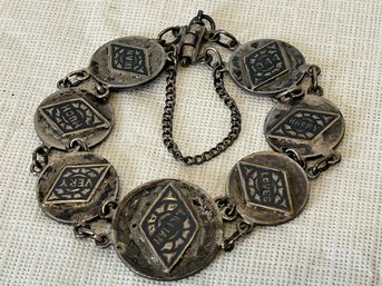 Original WORLD WAR 2 SILVER SWEETHEART BRACELET- Dedication Dated 1944- Likely BRITISH MILITARY