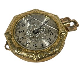 Antique Gold Wristwatch Watch Key Wind (crystal Cracked)