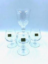 Grouping Of 3 New Old Stock Luminarc Port Snifters & Etched Wine Glass
