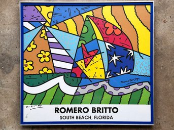 A Hand Signed Lithograph, 'Sailing' By Romero Britto Of South Beach