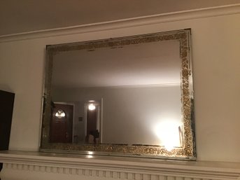 Large Antique Beveled Wall Mirror