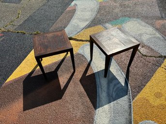 Pair Of Luminous Cerused Oak Vintage End/Side Tables