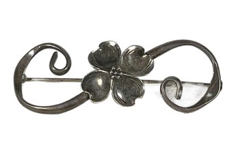 Vintage Sterling Silver Dogwood Flower Brooch By Nyw