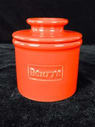 French Red Ceramic 2 Piece Butter Bell Crock