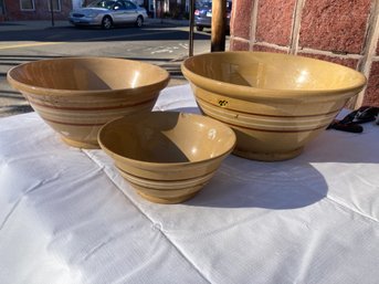 LARGE Antique Late 19th Century Yellow Ware Bowls- Traditional Design