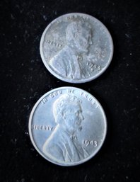 2 U.S. 1943 Steel Pennies, P, S