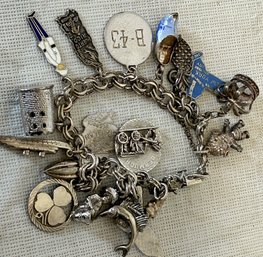 LOADED VINTAGE STERLING SILVER CHARM BRACELET