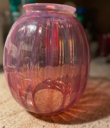 Iridescent Pink Glass Victorian Oil Lamp Shade