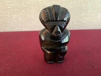 Vintage Black Onyx Aztecc Stone Figurine