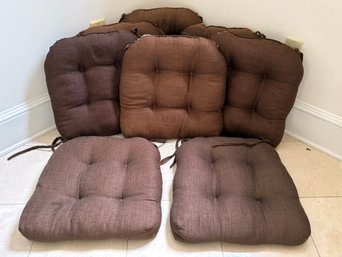 Tufted Chair Cushions In Brown Linen