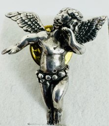 VINTAGE DETAILED STERLING SILVER CHERUB OR ANGEL PIN