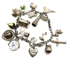 Vintage Sterling Silver Western Charms Bracelet