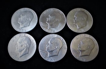 6 U.S. Eisenhower Dollars 1971 - 1978