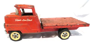 Vintage Red Structo Livestock Pressed Steel Truck