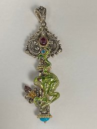 Barbara Bixby Key Frog Flower Sterling Highlight Pendant Enhancer 16