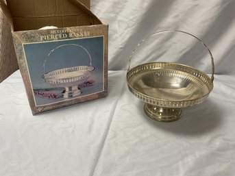 Vintage Silver Plate Pierced Basket