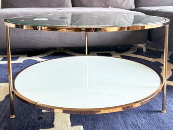 A Modern Brass, Mirror And Glass Coffee Table, Possibly Restoration Hardware