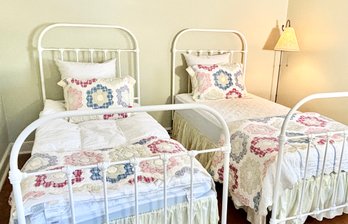 Pair Of Vintage Handmade Twin Quilts And Sham By Arch Quilts - QUILTS/SHAM ONLY