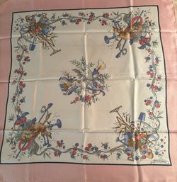 Hermes Pink And White 'Pastorale,' Silk Scarf