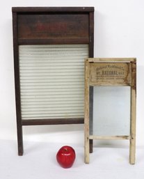 Two Early 1900's National Brand Glass Washboards No. 511 & 863