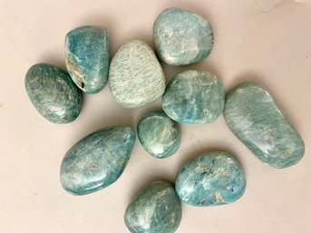 Ten Amazonite Polished Stones, 1 Lb 12.4oz