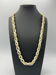 Vintage Christian Dior Gold Tone White Resin Chain Link Necklace