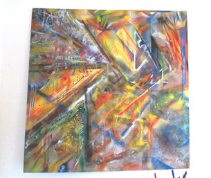 Incredible Abstract Painting NH Artist 4ft X 4ft