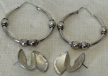 2 Pairs Of Vintage Estate STERLING SILVER EARRINGS