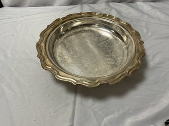 Silver Plated Scallop Edged Serving Bowl- Tri Footed
