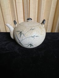 Amthor Imports Sand Colored Textured Teapot W/ Reed Handle