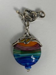 Hagit Gorali Kalos Sterling Multi-Colored Glass Pendant 17