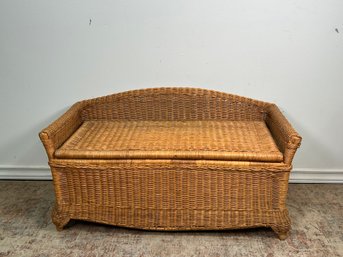 Vintage Wicker Lift Top Bench