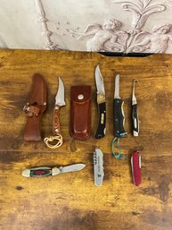 Various Hunting Knives, Utility Knives, Swiss Army Knives