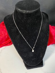 STUNNING 1ct Diamond 14k White Gold Necklace 1.27g