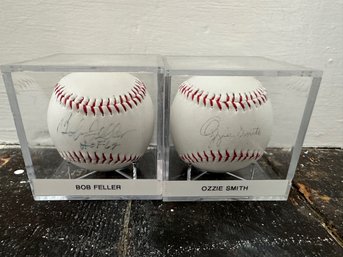 Signed Baseball Lot - Ozzie Smith & Bob Feller