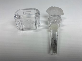 Rosenthal Vercase Medusa Glass Wine Stopper & Napkin Ring (2)