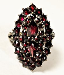 Gilt Silver Genuine Bohemian Garnet Dinner Ring Size 5