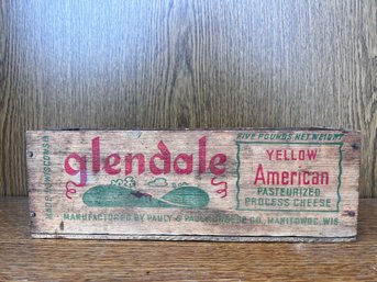 Vintage Wooden Glendale Cheese 5 Lb Box