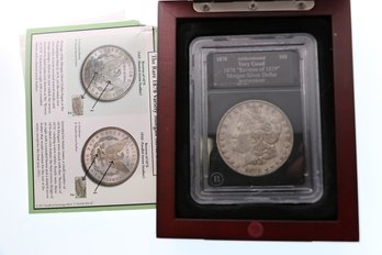 Bradford Exchange 1878 Reverse Of 1879 Morgan Silver Dollar Slabbed With Box